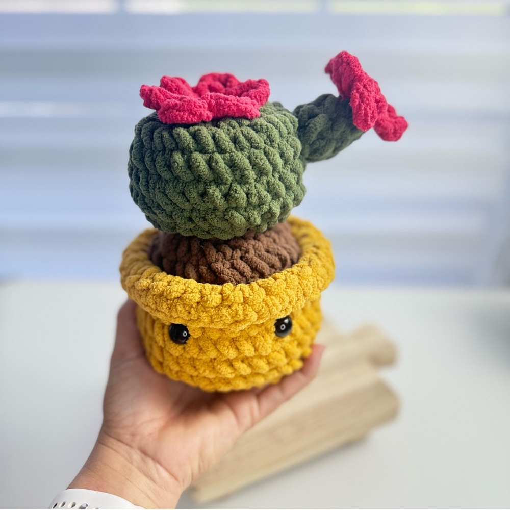 Handmade Crochet Cactus Amigurumi Plushie in Kawaii Pot
